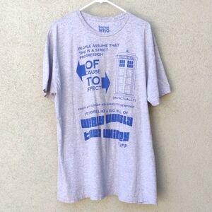 Dr Who Gray Wibbly Wobbly Tardis T-shirt 2X